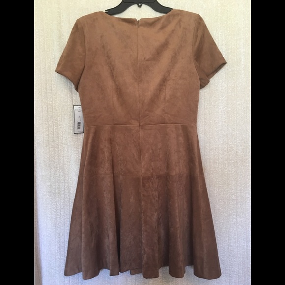 JESSICA HOWARD BROWN SUEDE FIT FLARE DRESS - Picture 3 of 5